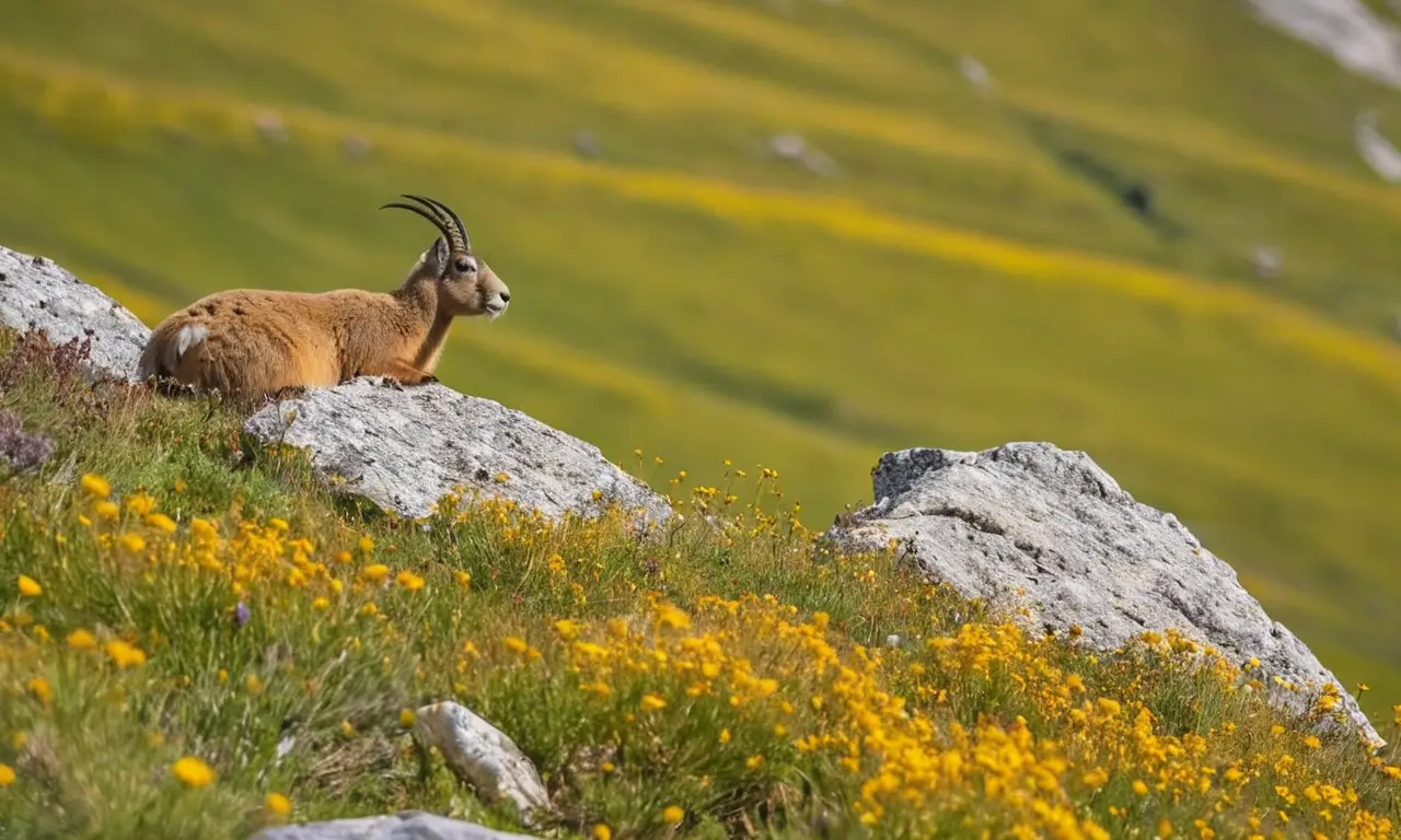 Montañas majestuosas y fauna alpina vibrante