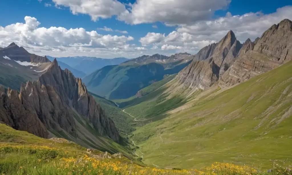 Montañas escarpadas bajo un cielo despejado