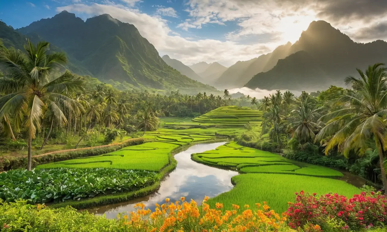 Paisaje exuberante y vibrante lleno de vida