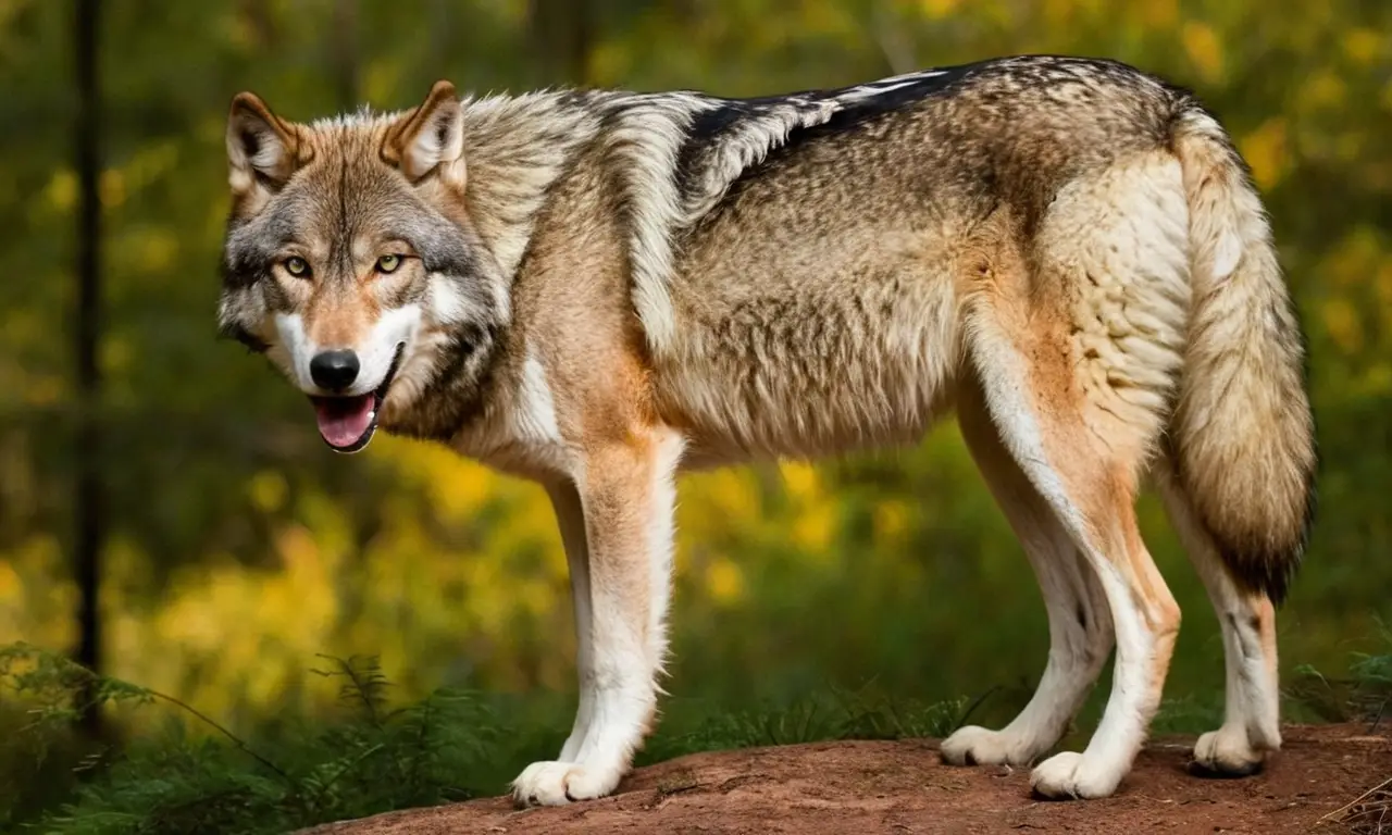 Lobo feroz en un paisaje natural