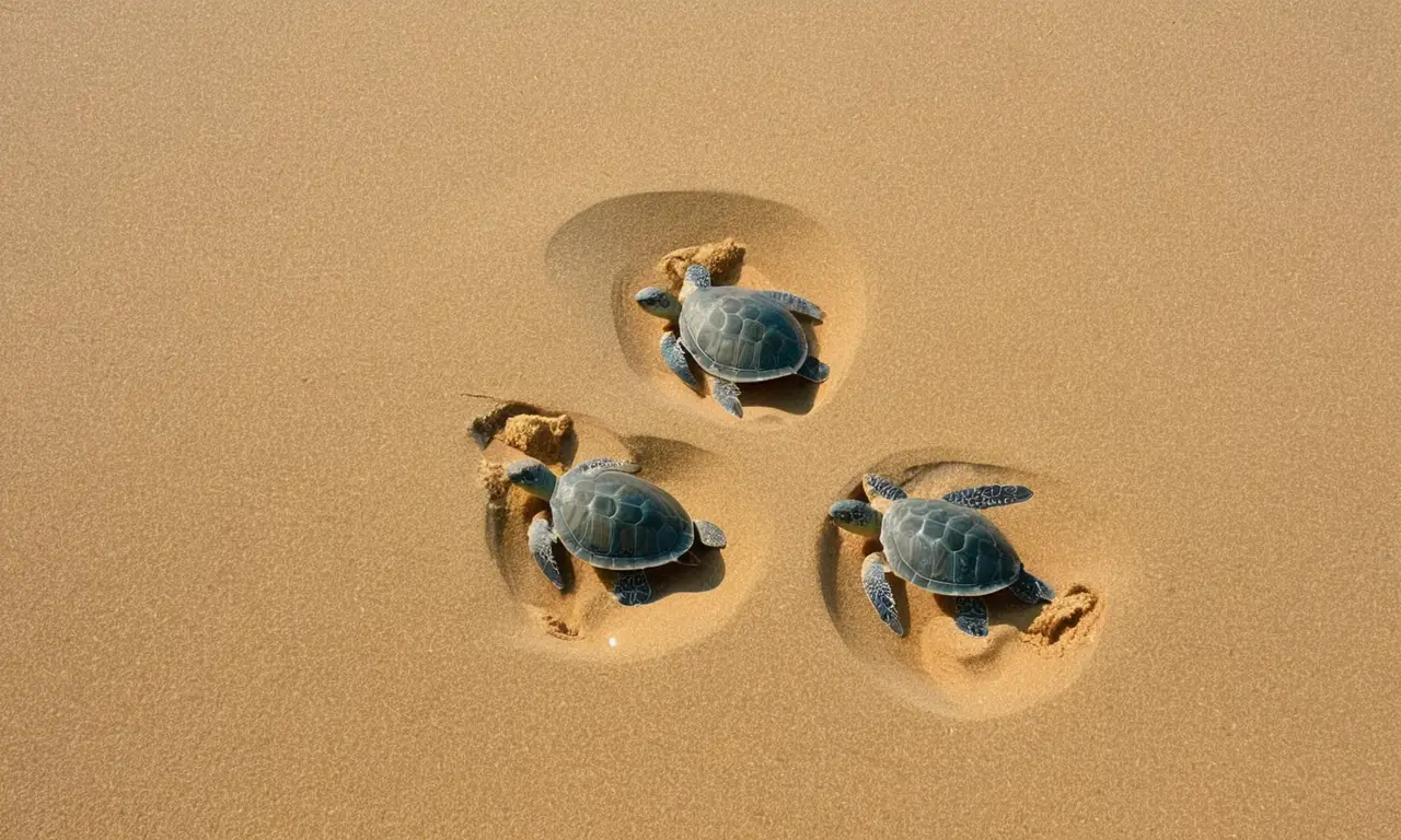 Tortugas recién nacidas avanzan hacia el mar