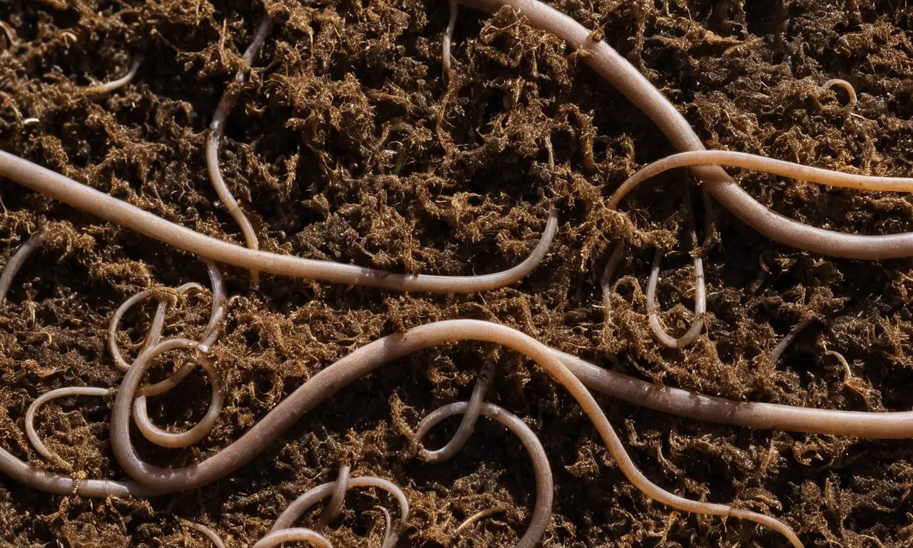 Suelo vibrante con nematodos y raíces