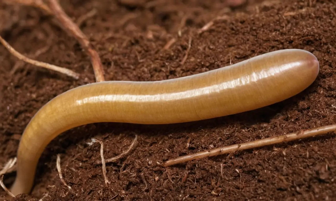 Ascaris lumbricoides con detalles en un hábitat
