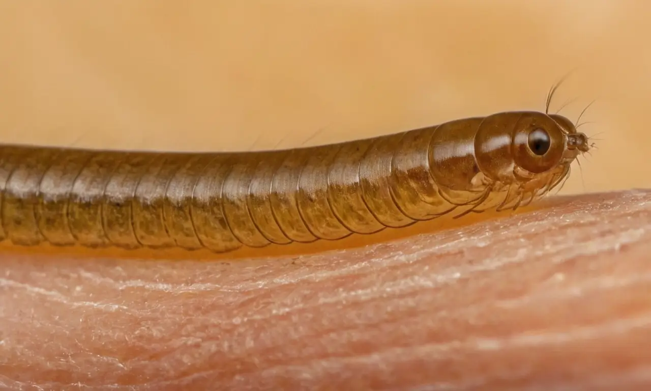 Nematodo visto al microscopio, detalle espectacular