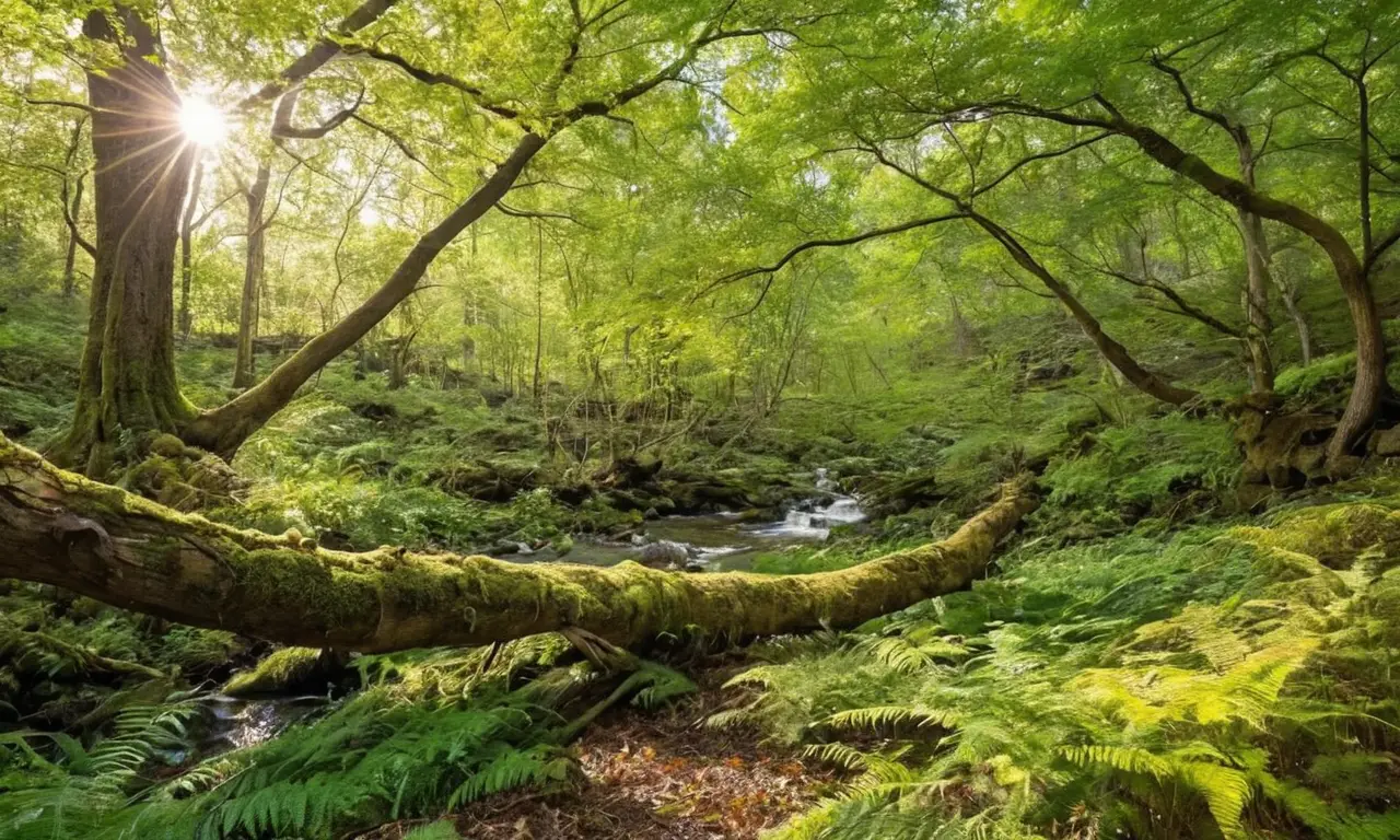Bosque verde hermoso y tranquilo con vida