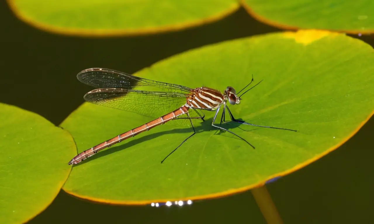Insectos delicados en agua reflejante