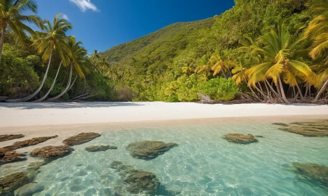 Playas paradisíacas con agua turquesa y vegetación