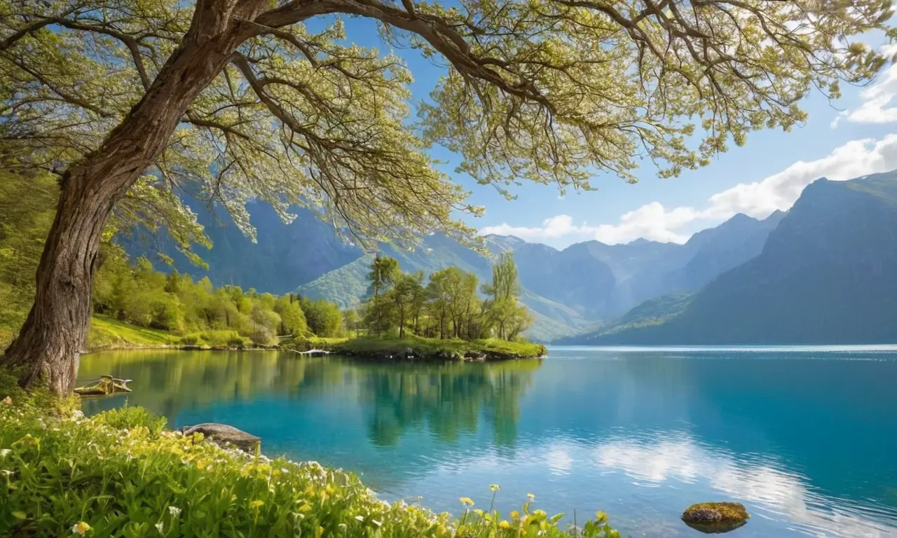 Un paisaje sereno y vibrante de naturaleza