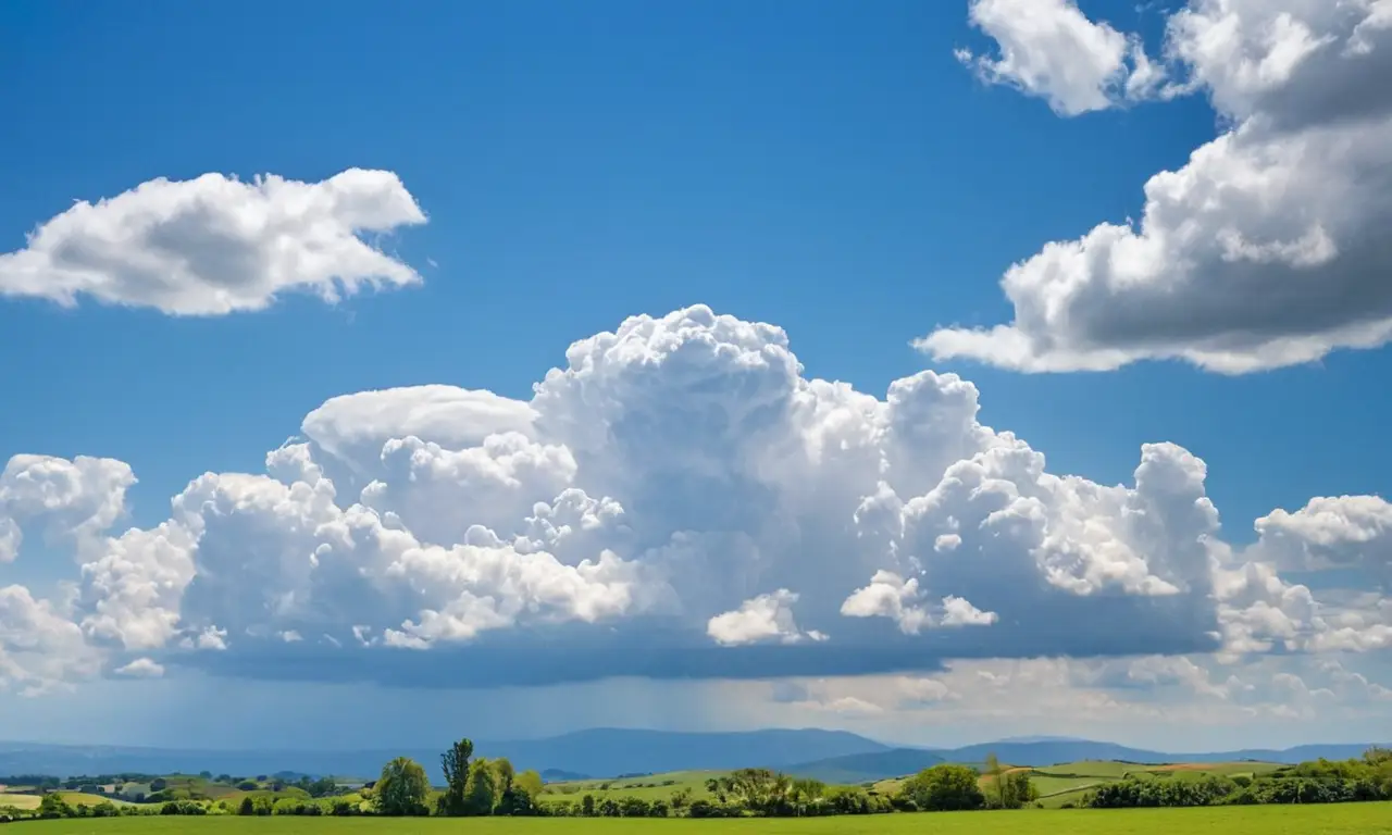 Nubes suaves y paisajes tranquilos bajo el cielo
