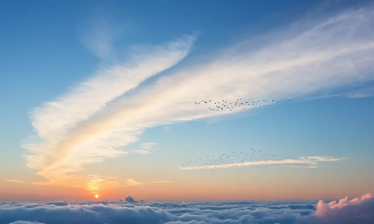 Cielo sereno con nubes suaves y luces