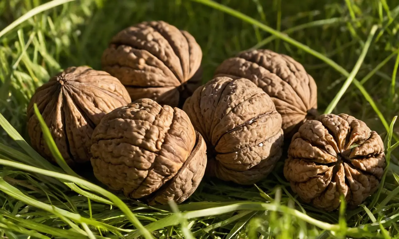 Nueces de Texas sobre hierba verde
