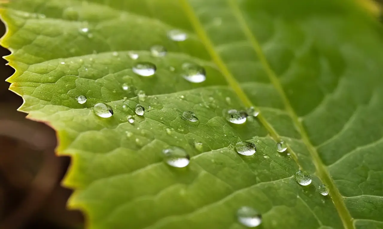 Hoja verde con detalles y luz suave