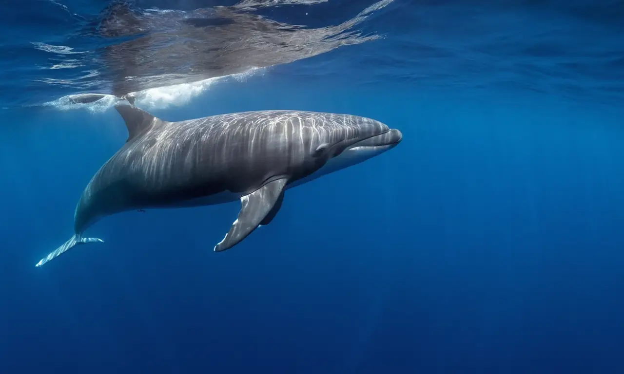 Orca nadando en aguas azules y soleadas