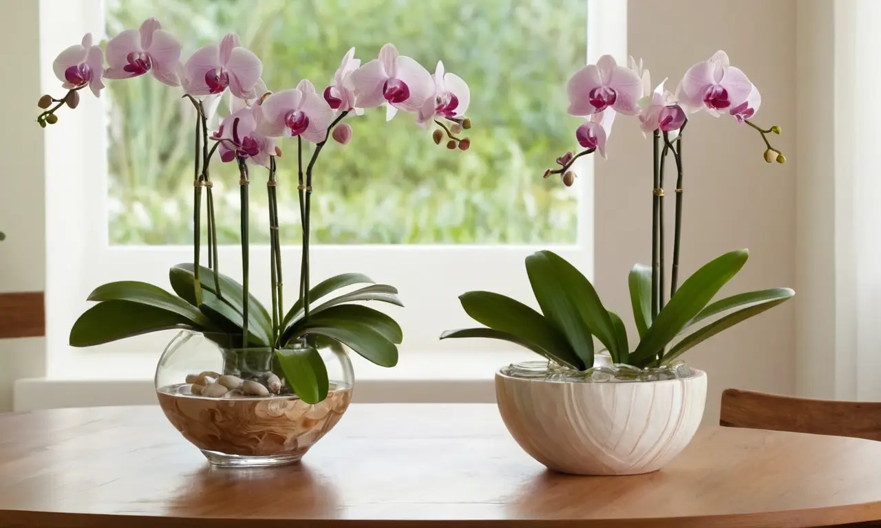 Orquídeas vibrantes en un elegante arreglo