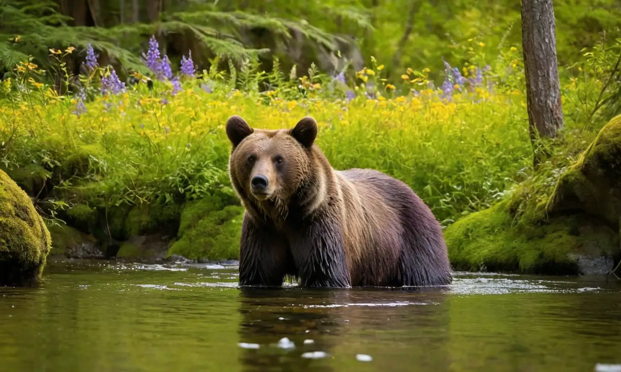 Un bosque sereno con osos y naturaleza