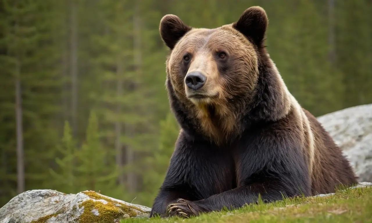 Osos tibetanos en un paisaje montañoso sereno
