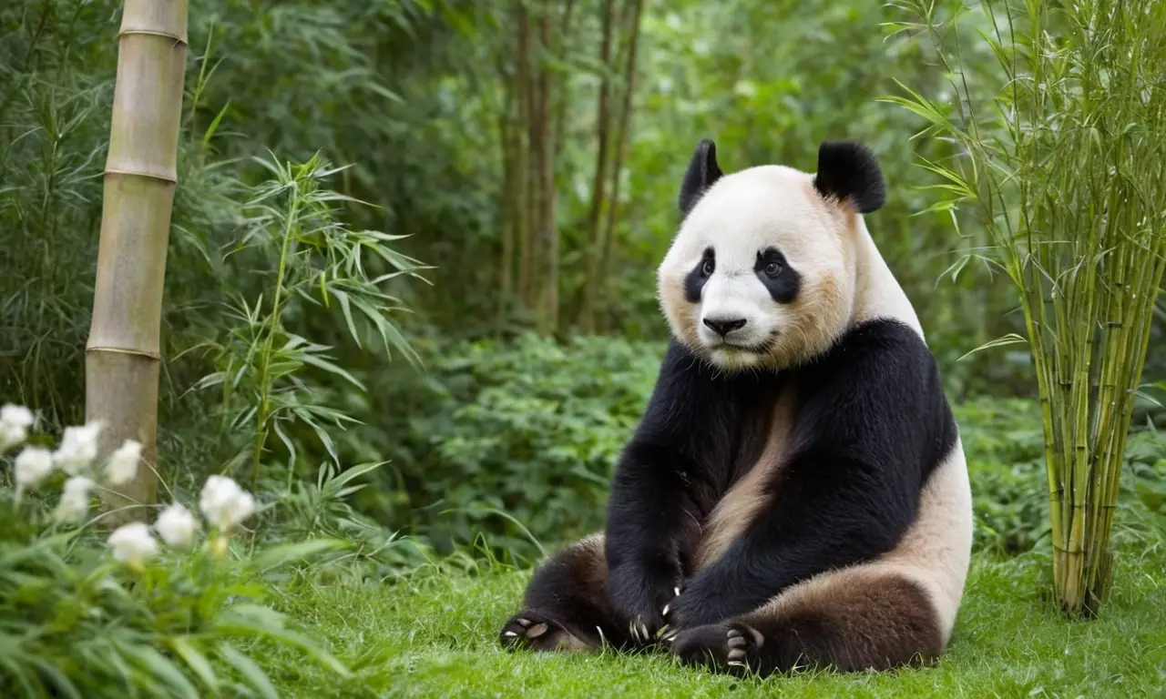 Panda en un paisaje sereno y hermoso