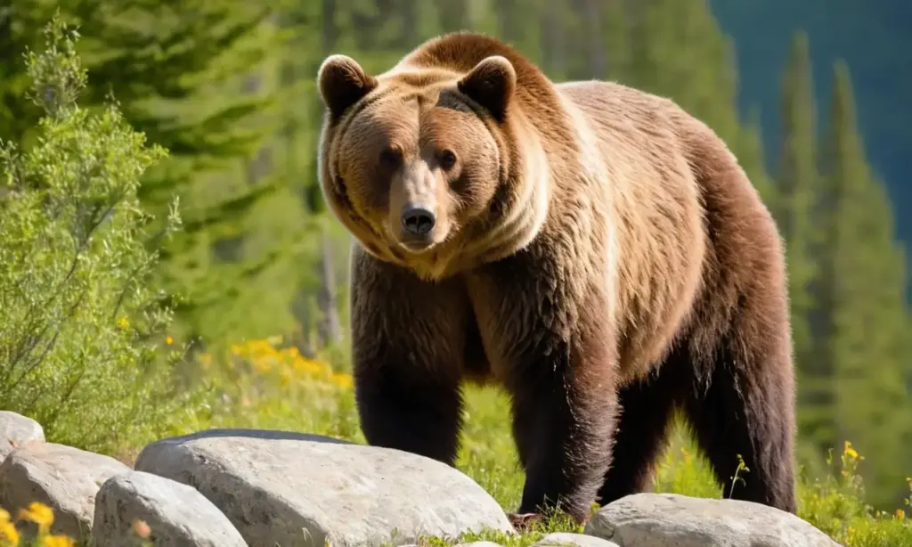 Un oso pardo destaca en un paisaje natural