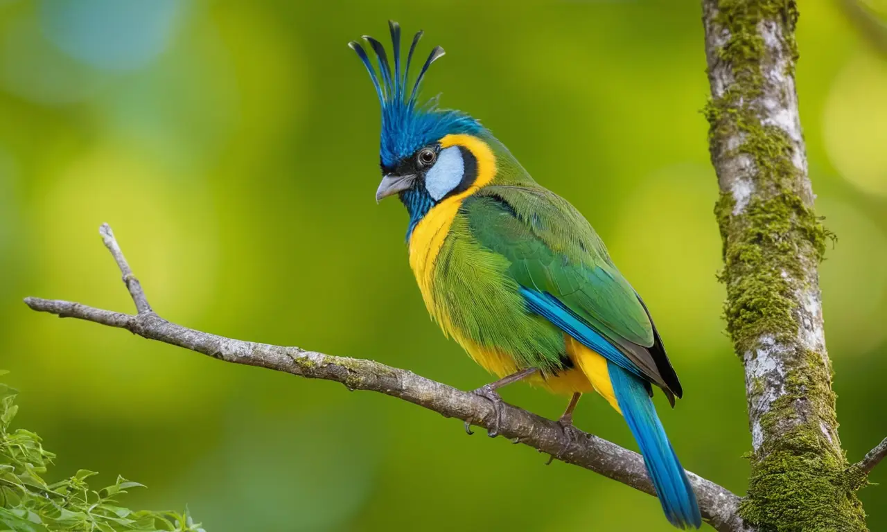 Pájaro colorido posado en una rama