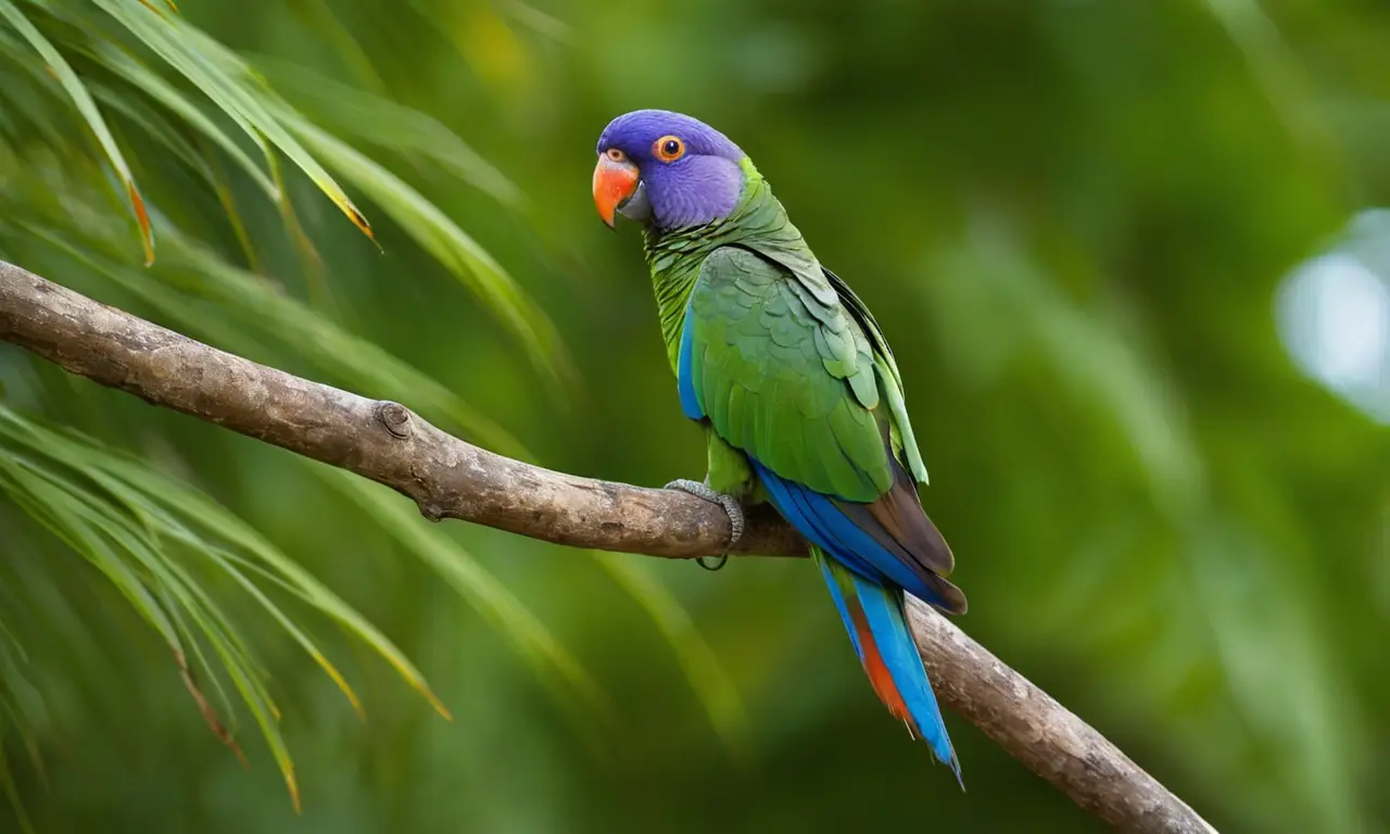 Un loro colorido descansa en una rama