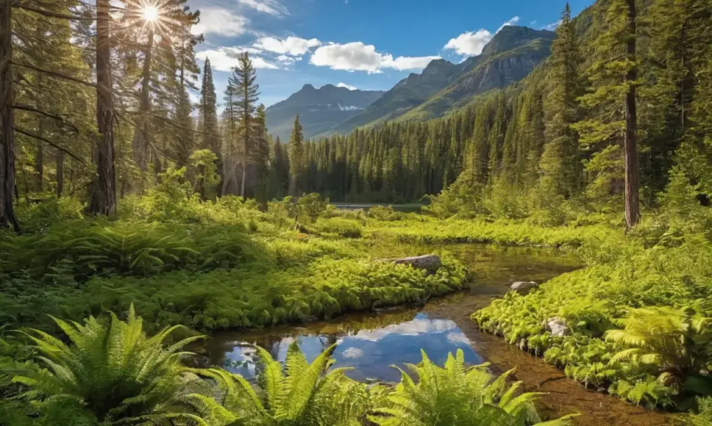 Paisaje prehistórico con dinosaurios y naturaleza serena