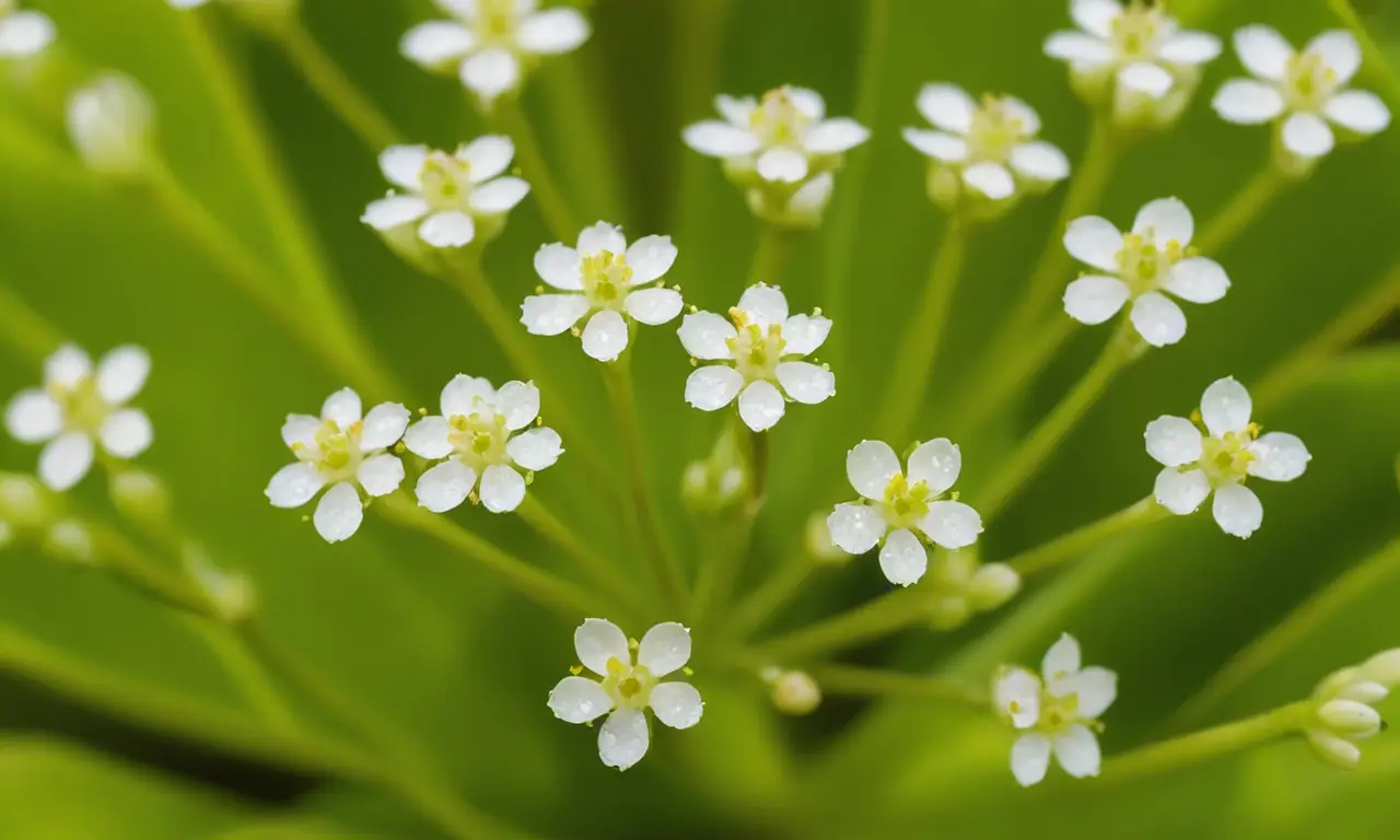 Flores blancas y hojas verdes en armonía