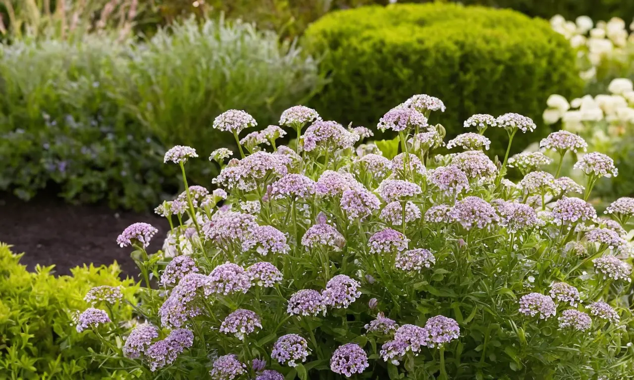 Flores vibrantes con follaje verde y luz