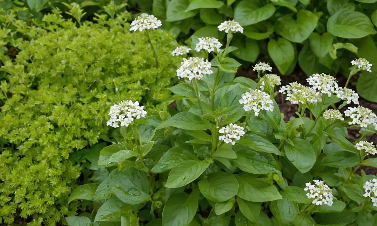 Flores blancas en un jardín vibrante