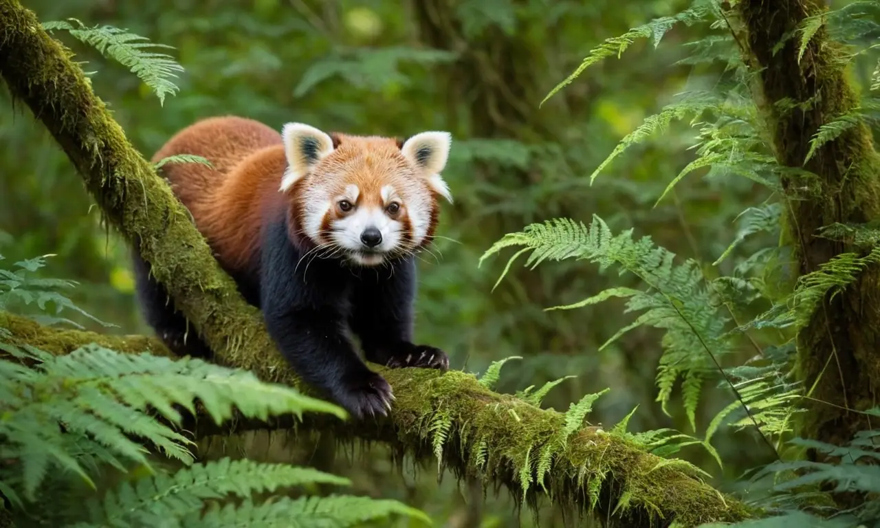 Panda rojo en un bosque sereno
