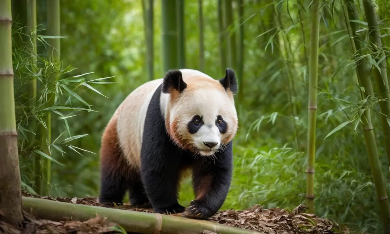 Panda en un vibrante bosque de bambú
