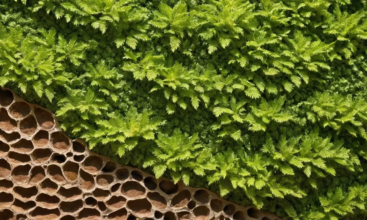 Sección de pared celular verde y detallada