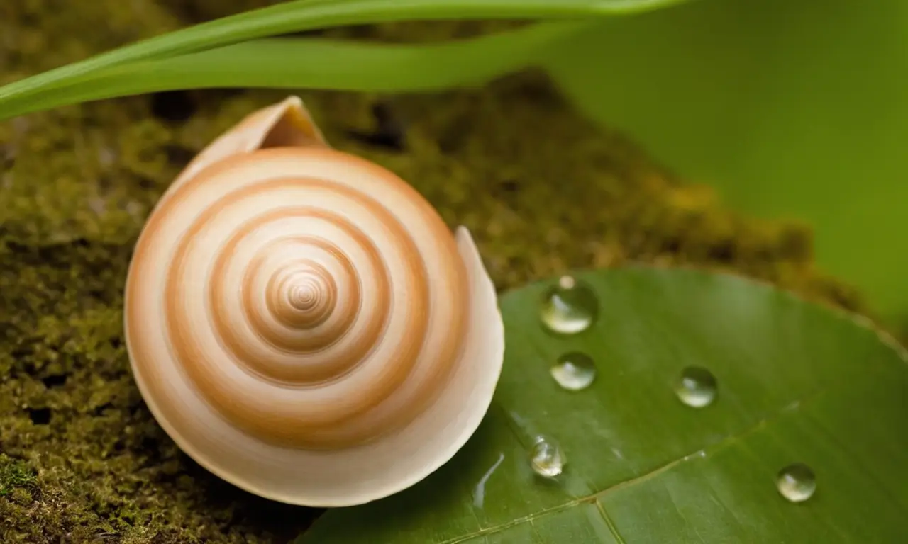 Caracol brillante en un fondo natural