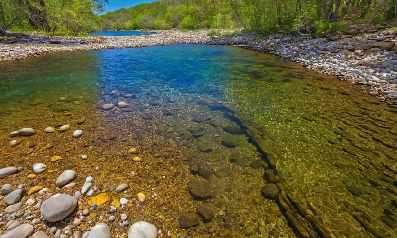Río claro y armonioso entre vegetación vibrante