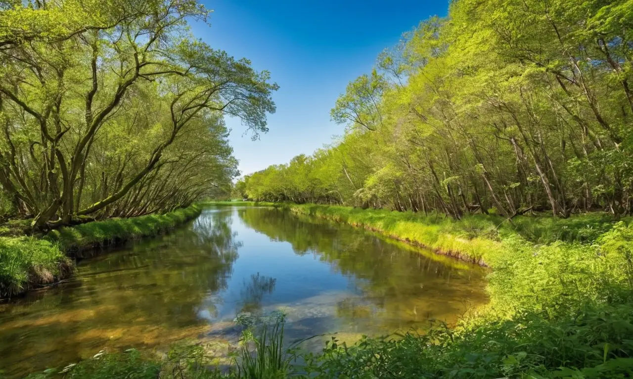 Río sereno rodeado de naturaleza vibrante