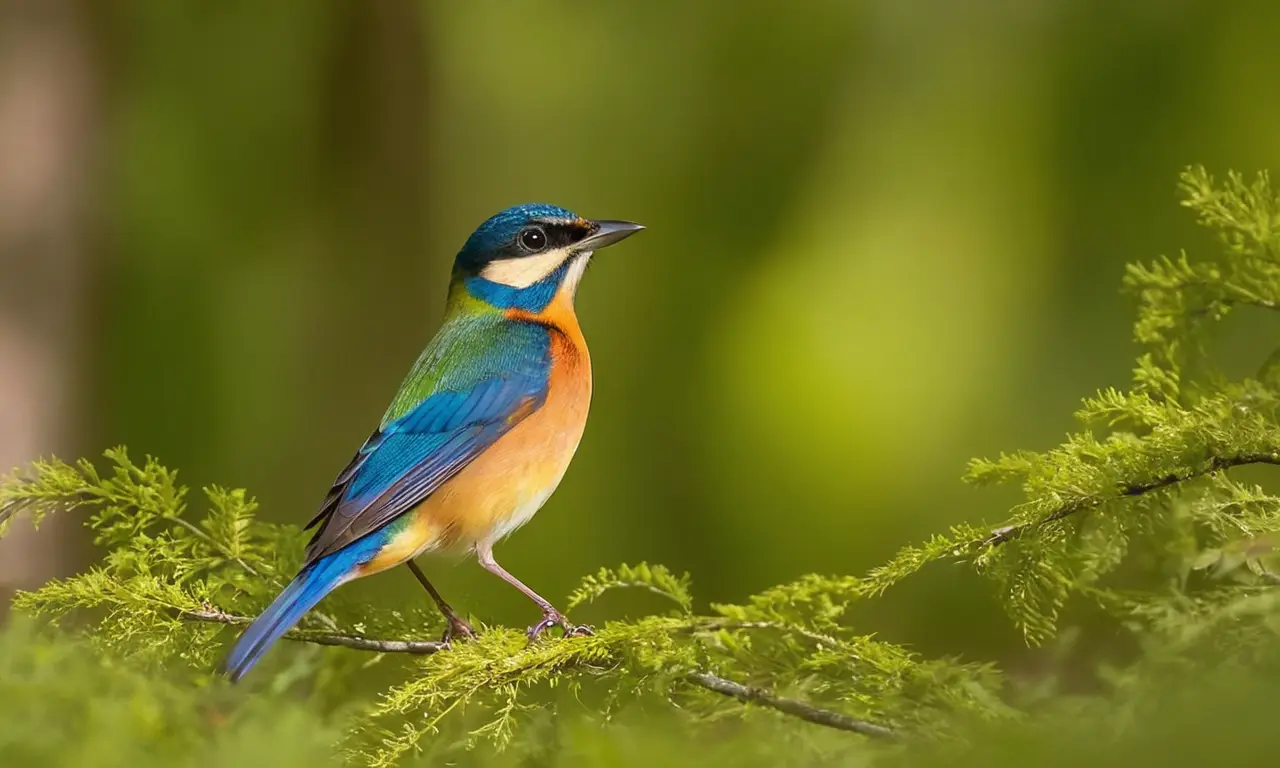Un bosque vibrante con aves coloridas