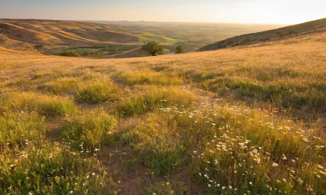 Escena soleada con paisaje seco y vibrante