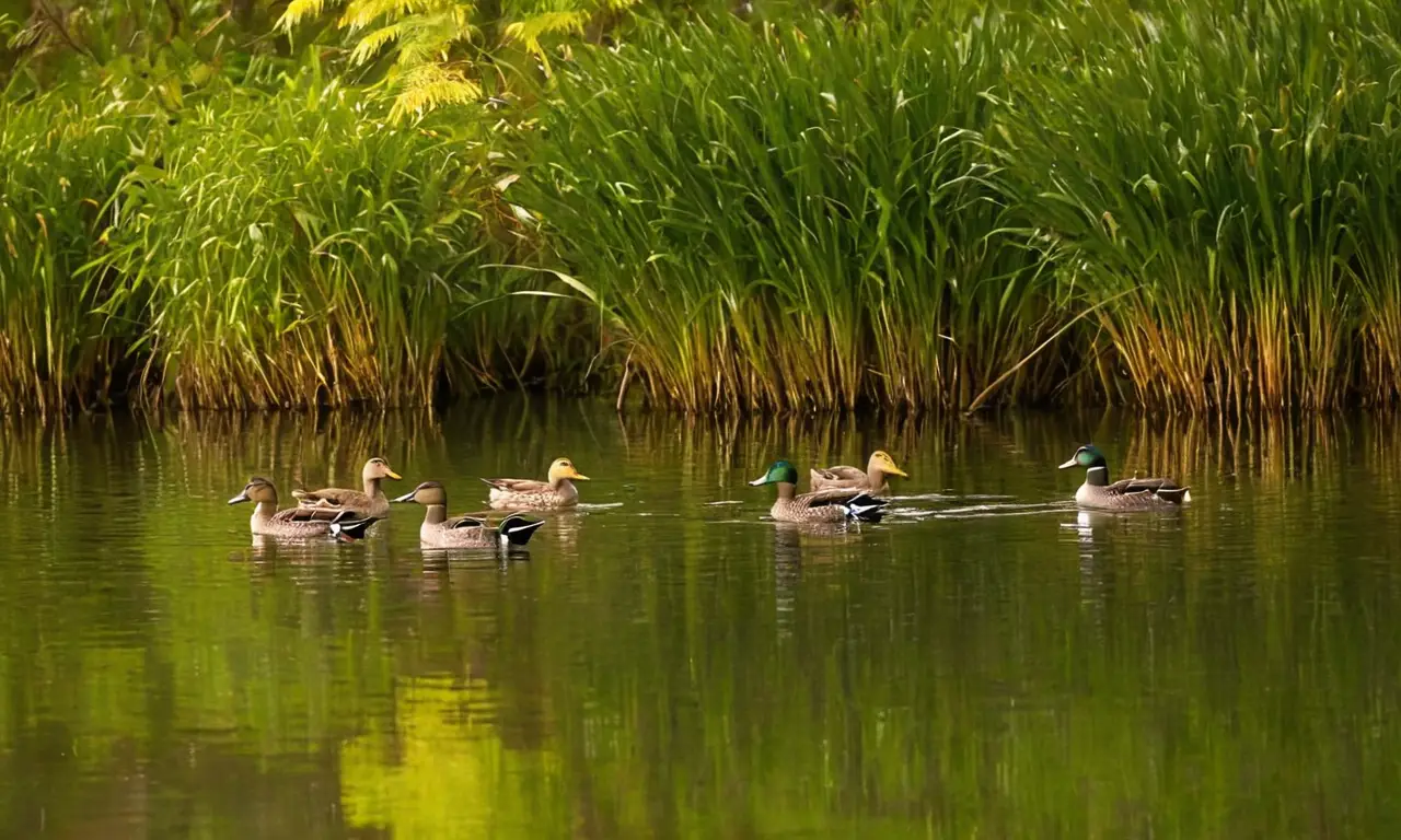 Escena serena de patos en un lago