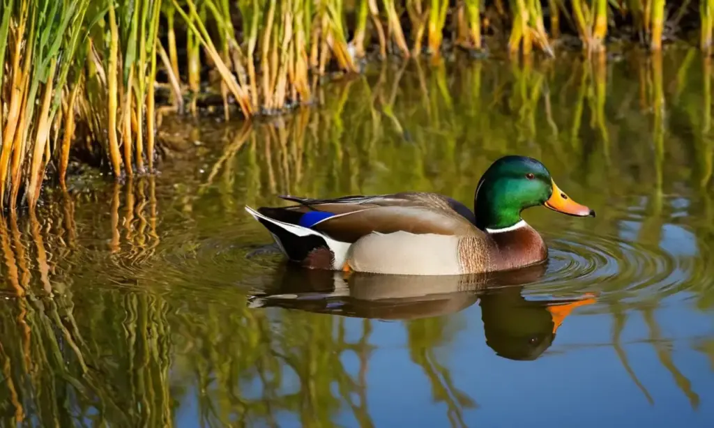 Pato real vibrante en un entorno sereno