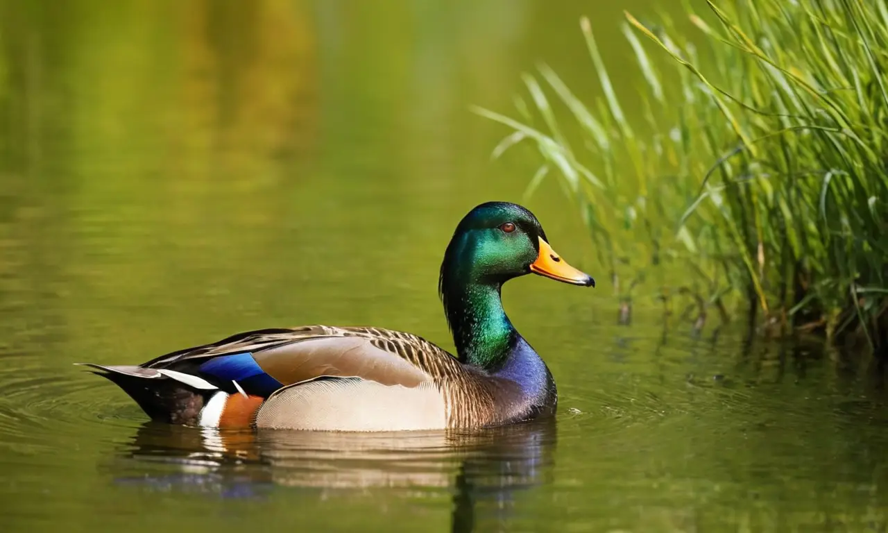 Pavos reales brillantes junto a agua serena