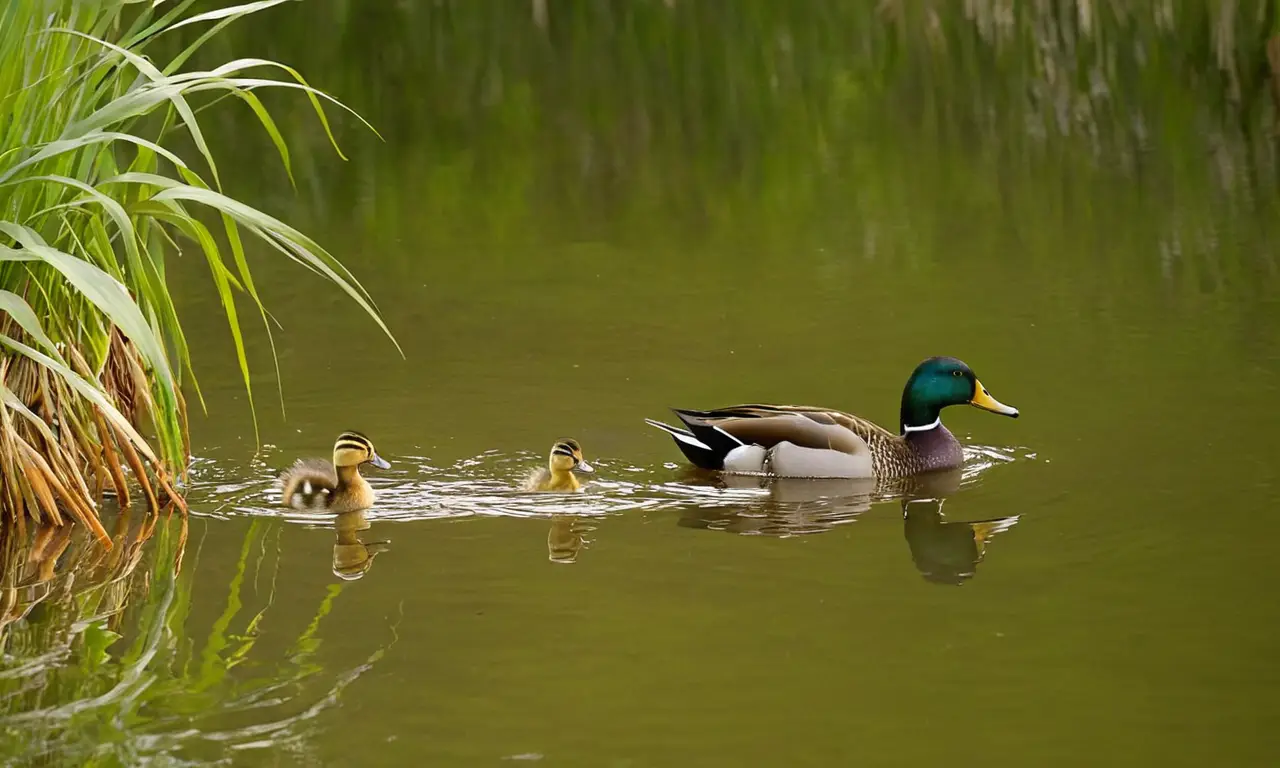 Pond serene con patos y naturaleza vibrante