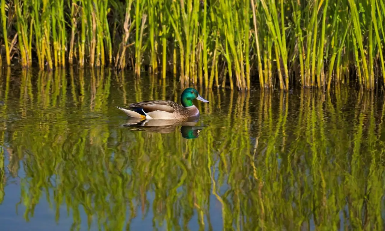 Escena serena de patos en humedal