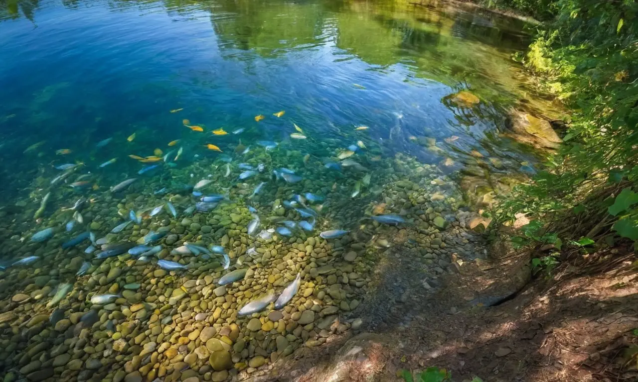 Escena fluvial vibrante y ecosistema diverso