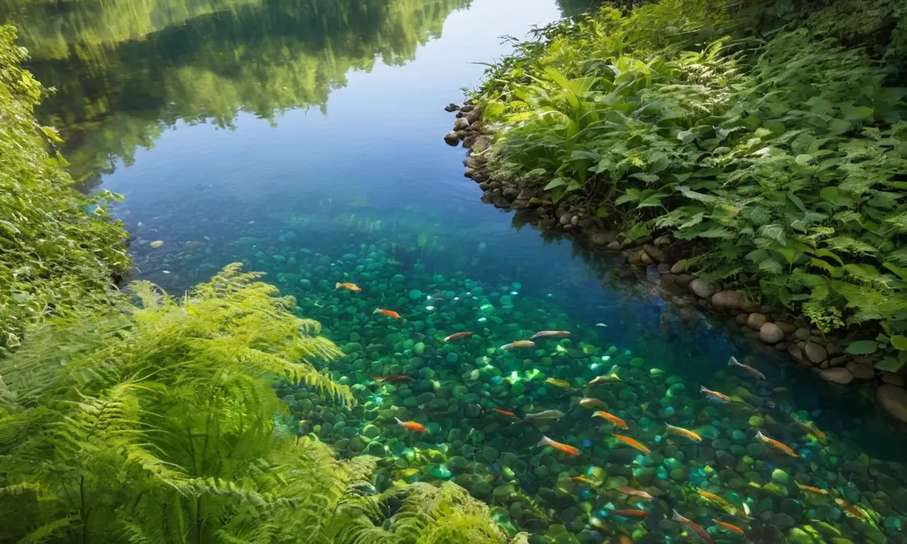 Escena de río vibrante y realista