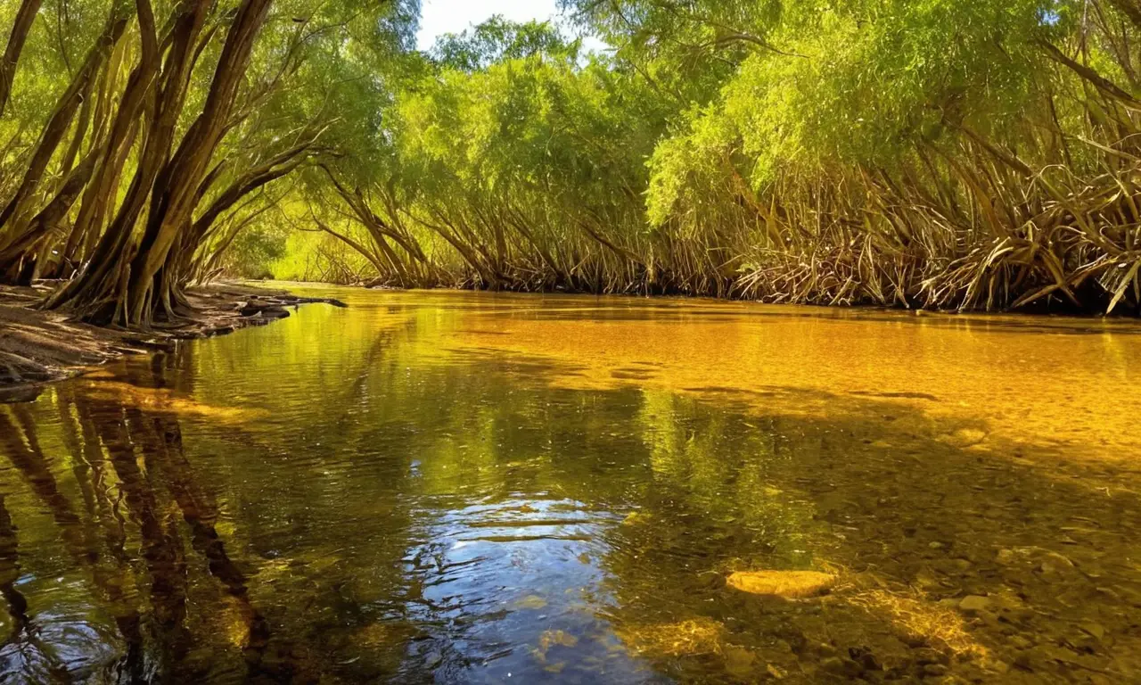 Río brillante, vida acuática en armonía