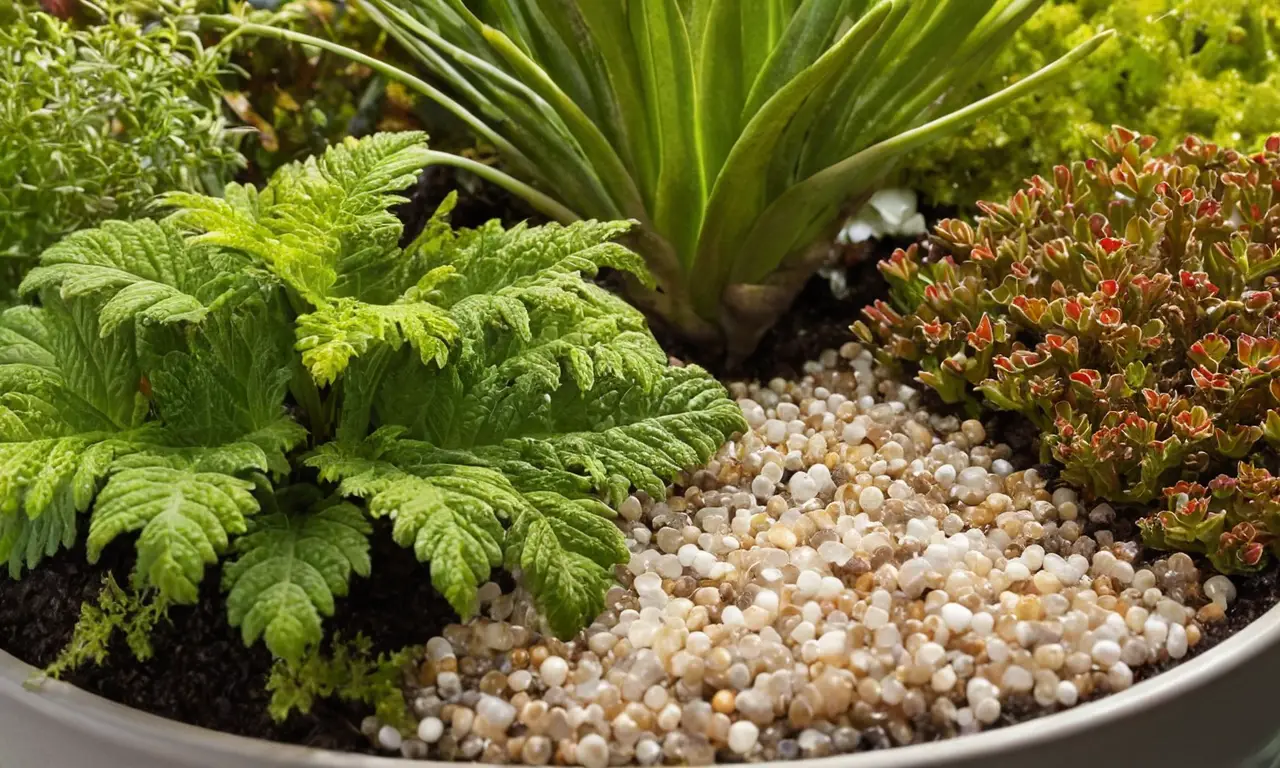 Variedad de macetas con plantas y texturas