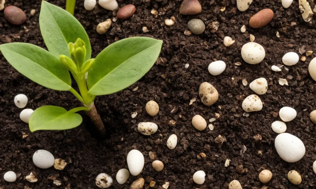 Mezcla de tierra con perlite y raíces