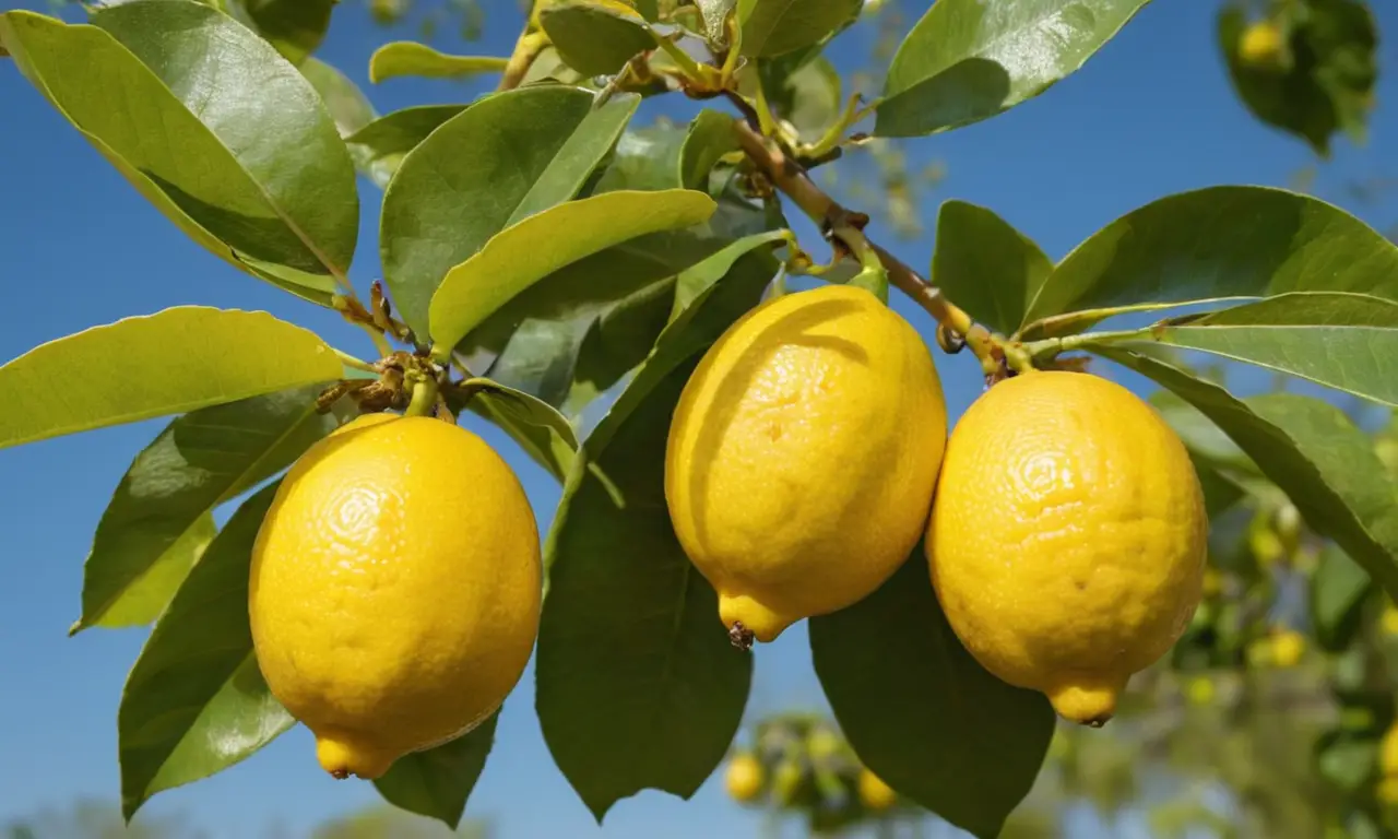 Limonero vibrante con limones y luz solar