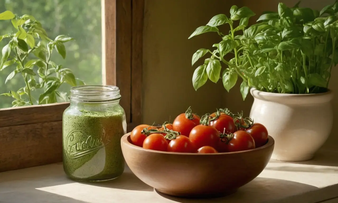 Cocina acogedora con ingredientes frescos y luz