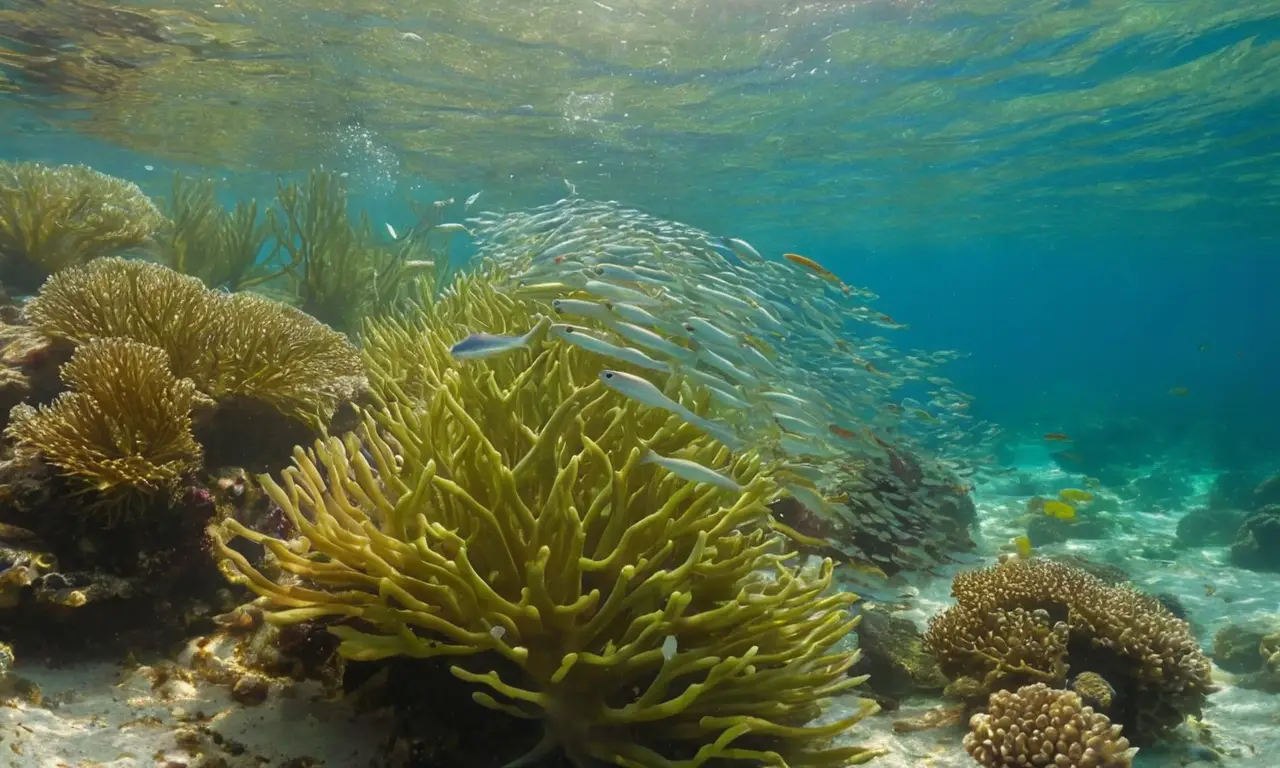Escena vibrante y dinámica bajo el agua