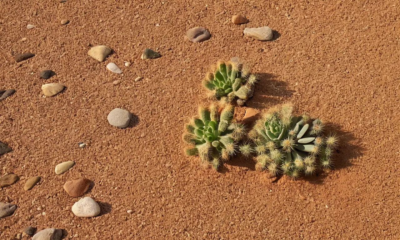 Piedras y Lithops en un paisaje desértico